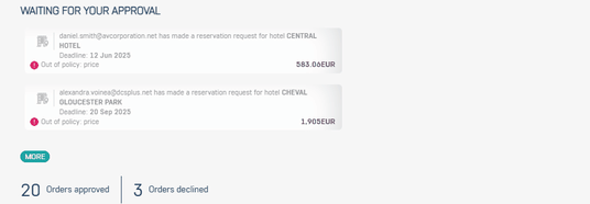 NOVA Dashboard for Approvers