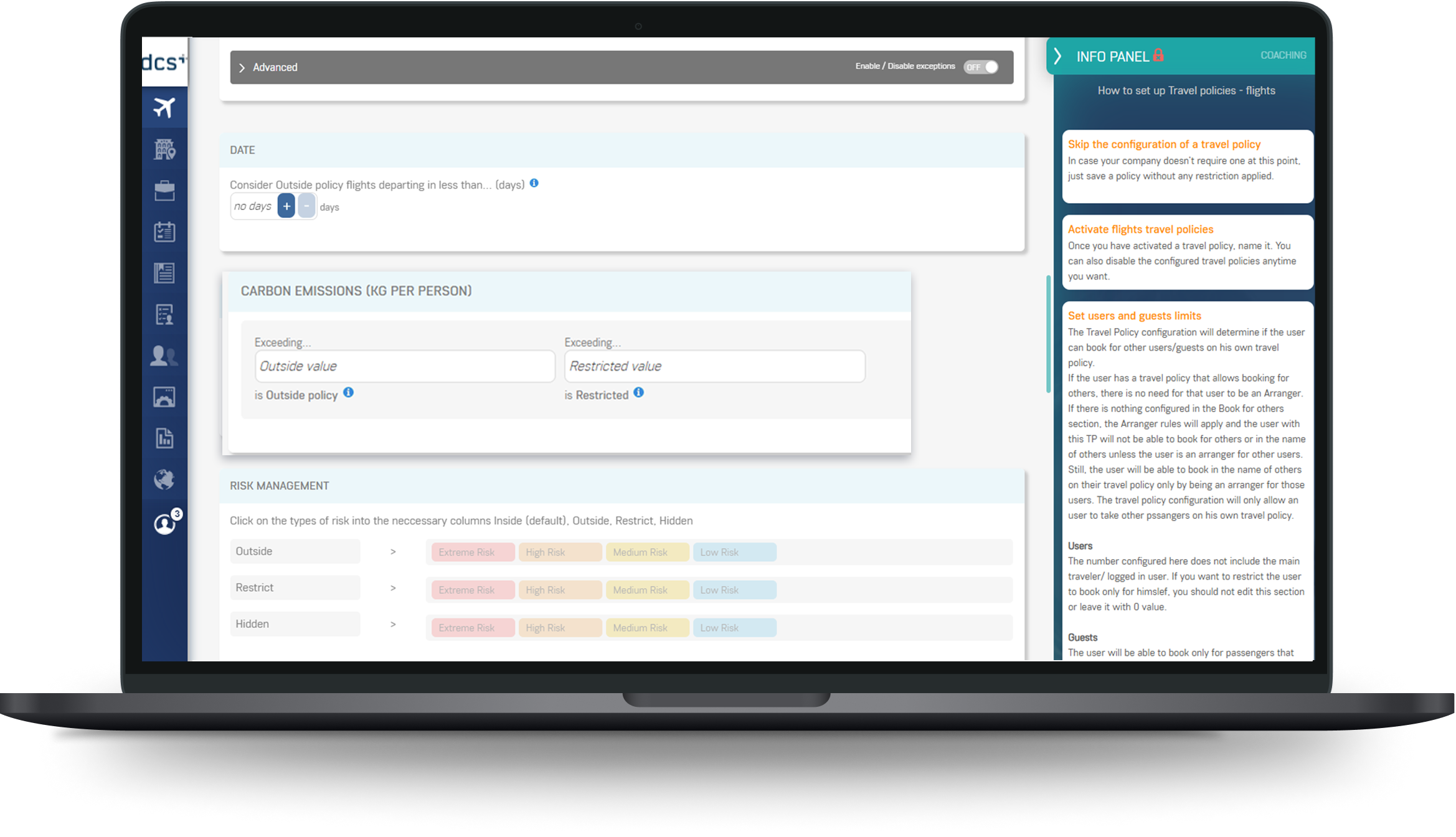 NOVA CO2 emission Travel Policy setup