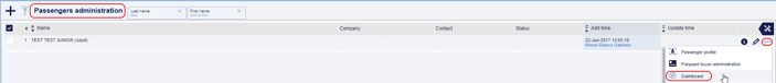 Passengers management dashboard