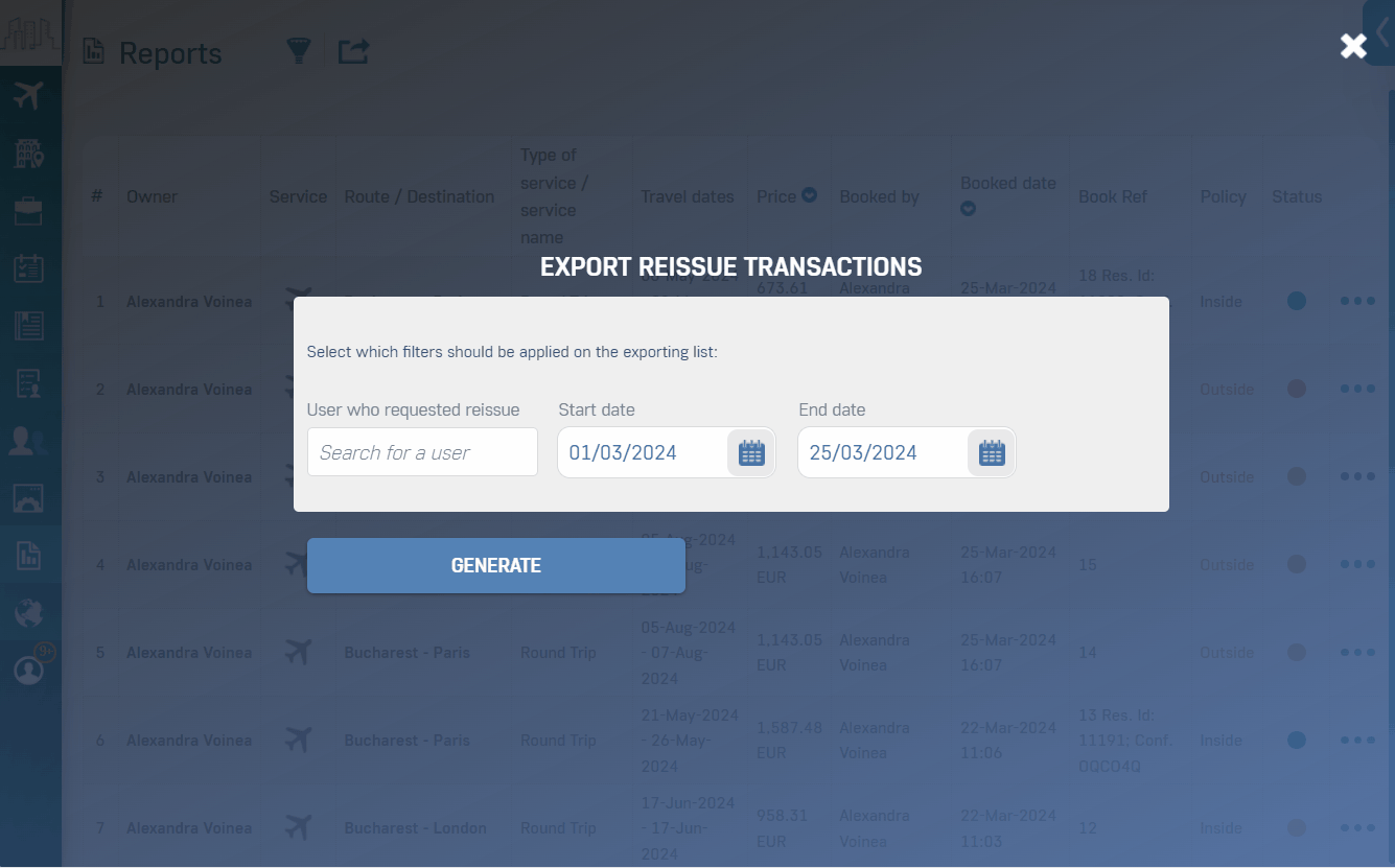 Reports reissued transactions in NOVA