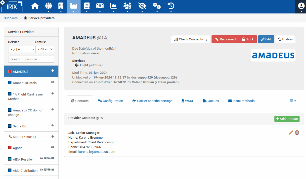 amadeuc carrier settings
