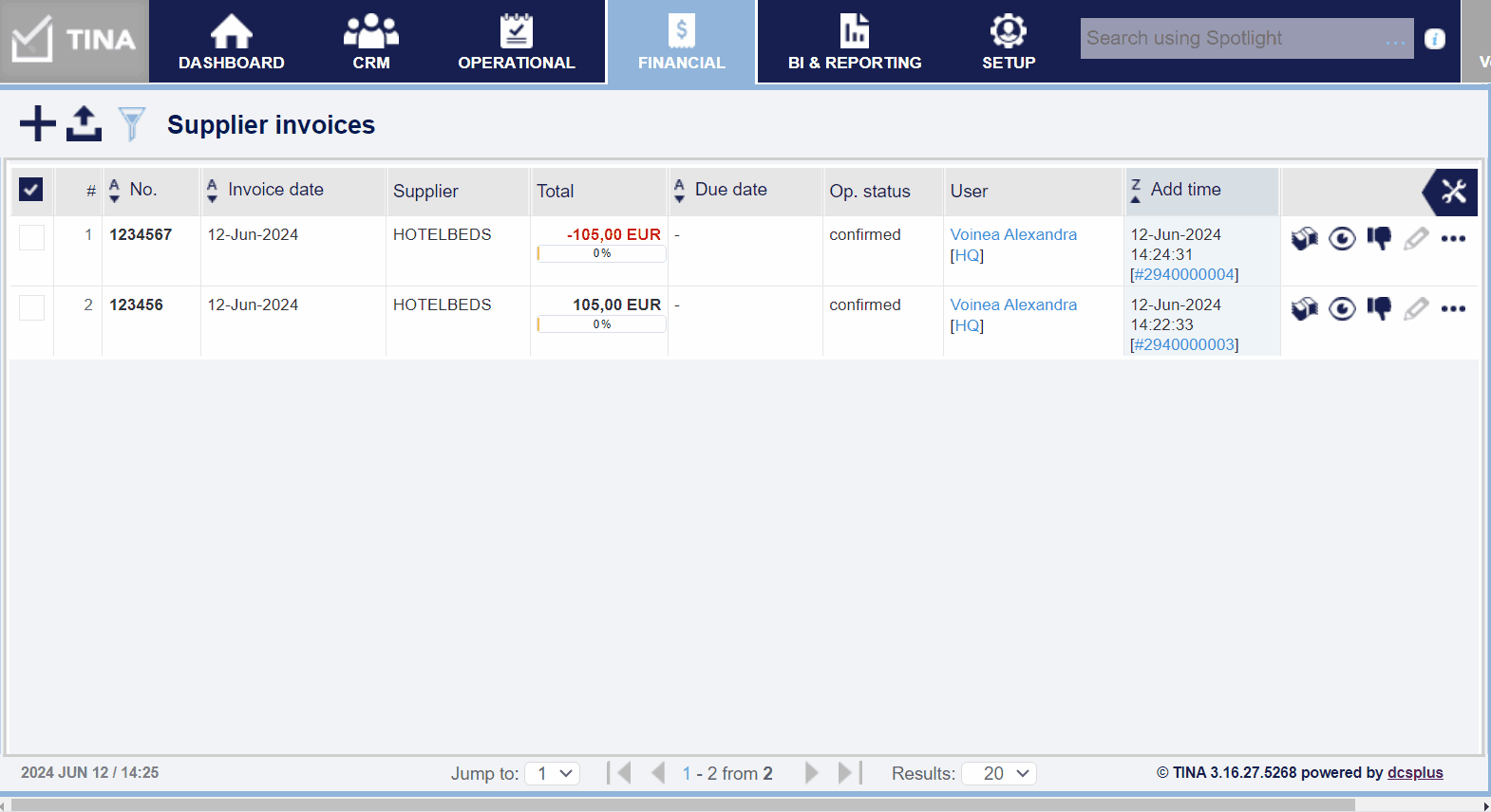 compensate supplier invoice in tina-gif
