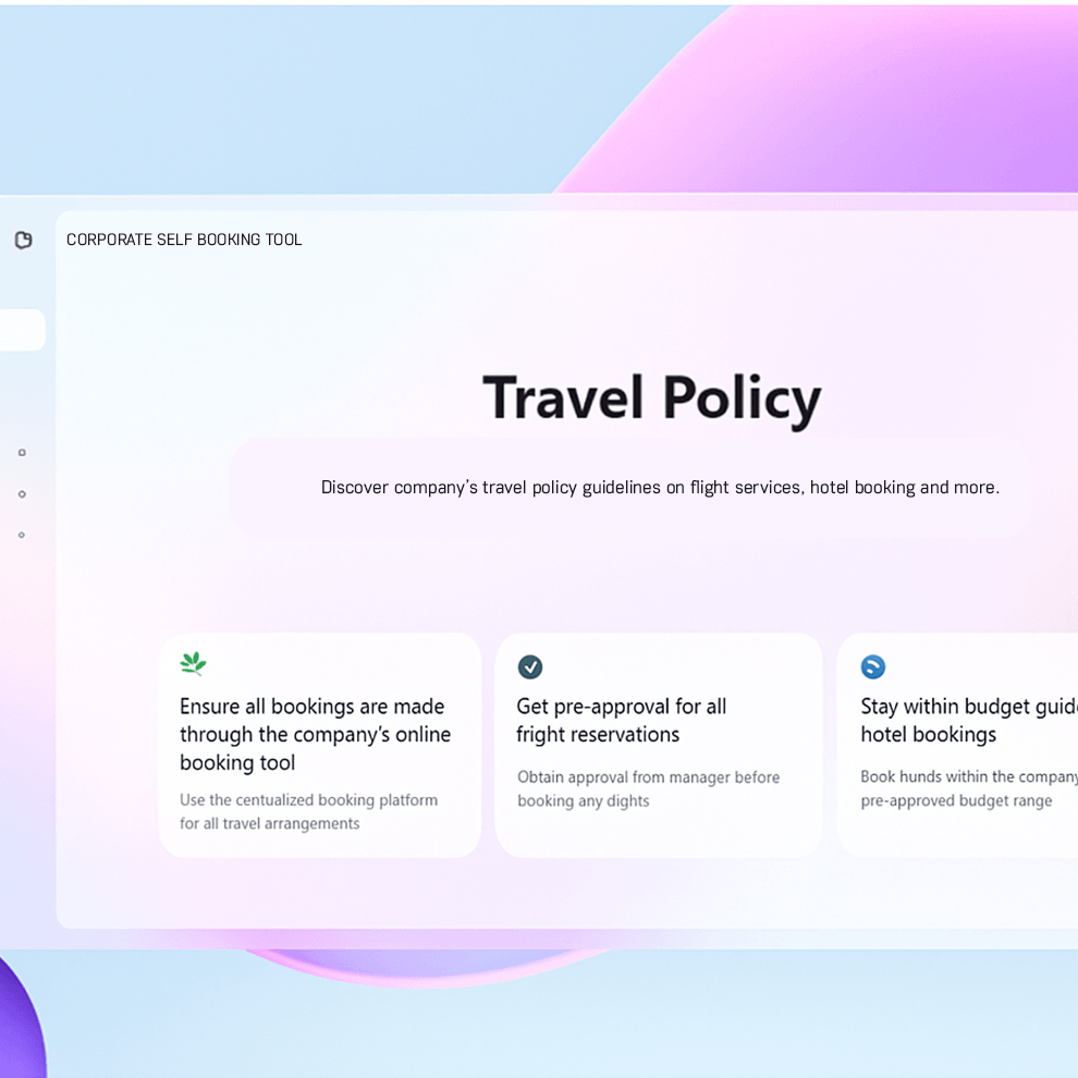 travel policy in NOVA corporate self booking tool